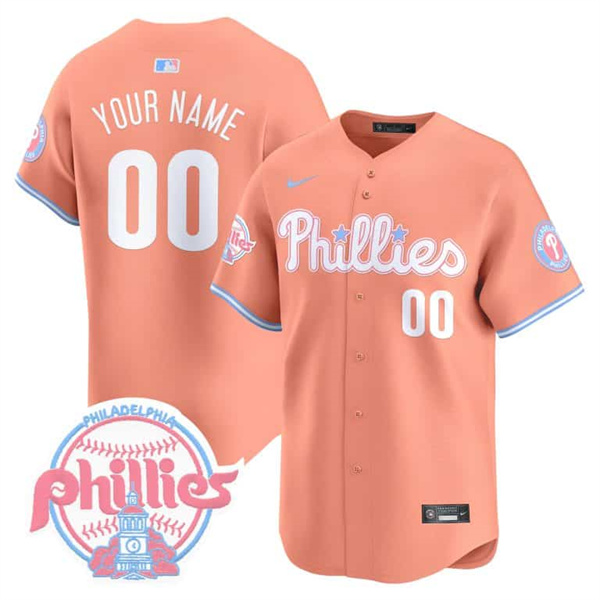Men's Philadelphia Phillies Active Player Custom Bubblegum Peach Vapor Premier Limited Stitched Jersey